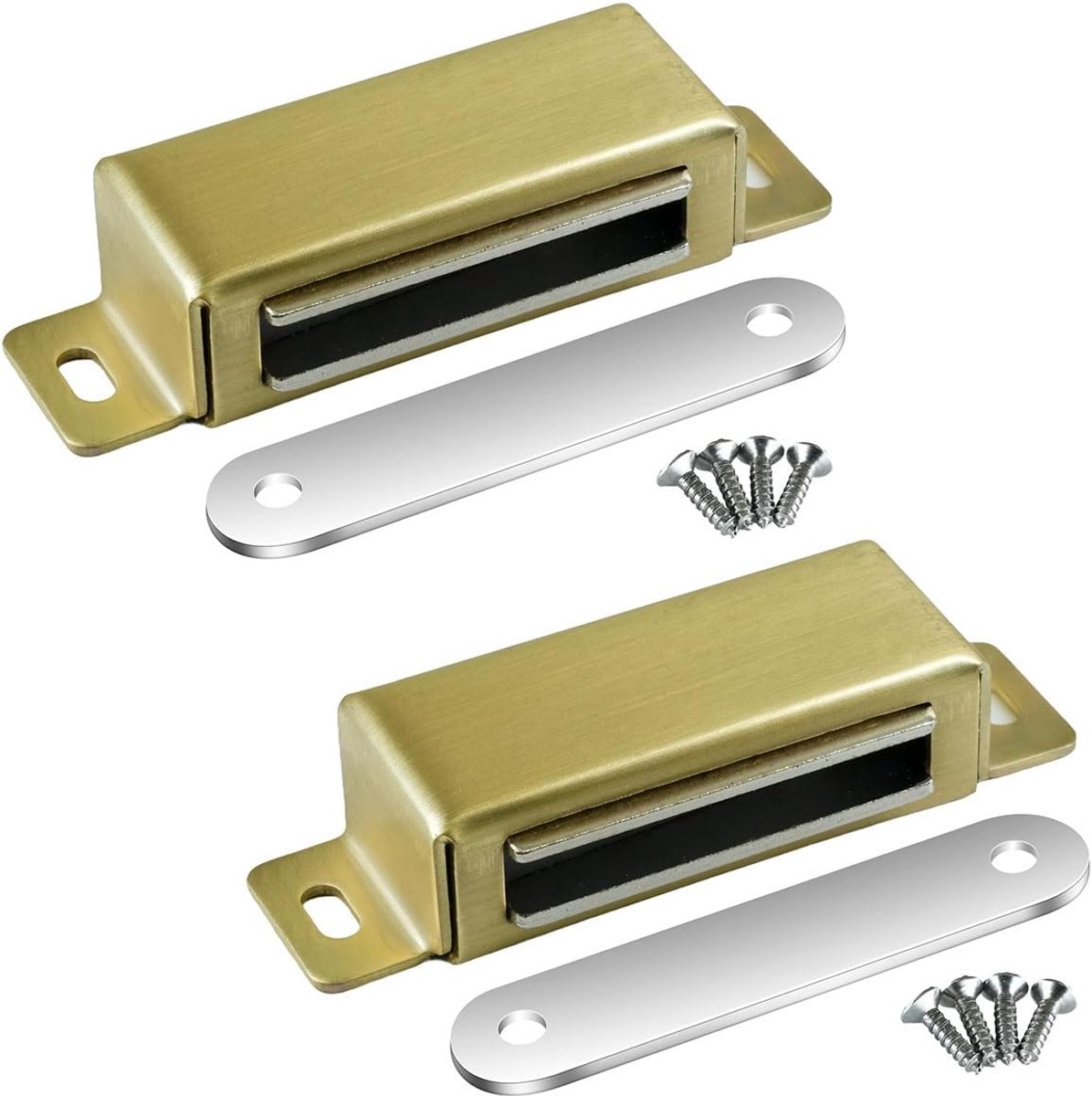 Magneetsnapper, deurmagneten voor kastdeuren, magneetsluitingen, roestvrij staal, deursluiters, magneet voor meubels en balkondeuren, goud, 72 mm (2 stuks)