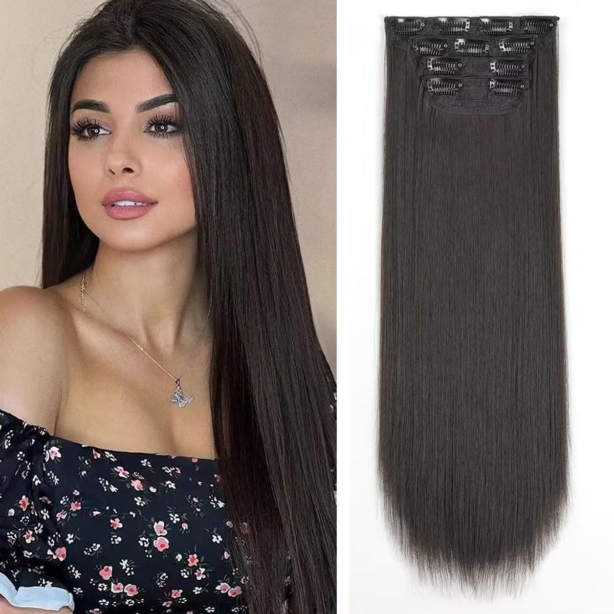 Clip-in extensions Synthetisch haarstuk voor vrouwen (20 inch, 2#)