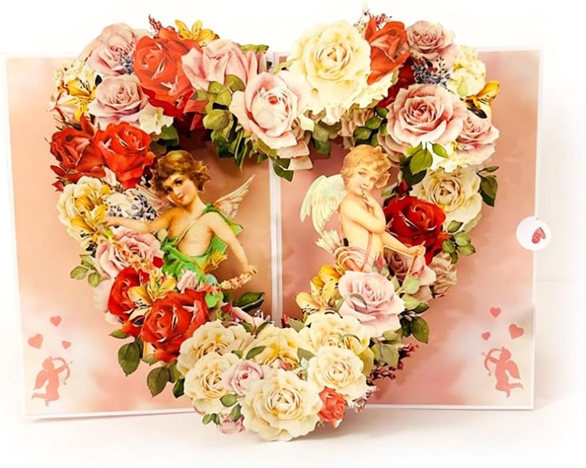 3D pop-up hartkaart, bloemendesign-wenskaart voor Valentijnsdag, verjaardag, bruiloft en Moederdag, uniek cadeau en blijvende herinnering met envelop en versieringen