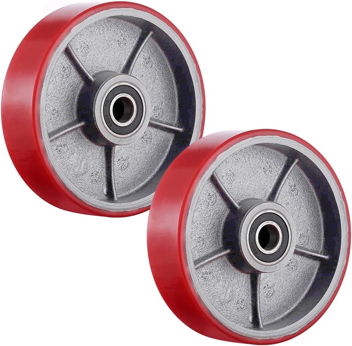 2 stuks hefwagenwielen Polyurethaan 200 x 50 mm, max. belasting 3000 kg, as 20 mm incl. kogellagers, belastingswiel voor hefwagen, reservewielen, vorkwagenrol