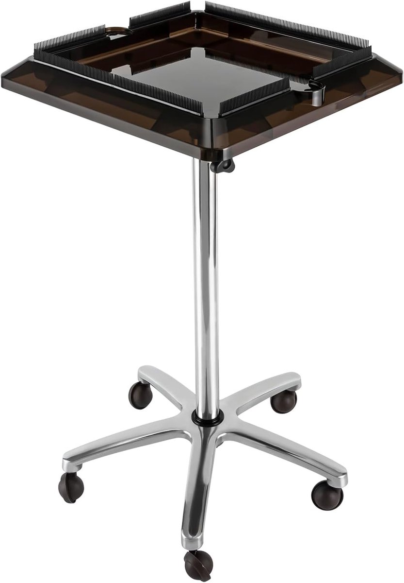 Kapperswagen, haarverlengingen, gereedschapswagen, salon, trolleys, in hoogte verstelbaar, 70-110 cm, pruikhouder, rolwagen, strengplank, beweegbare kapperwagen voor extensions, styling