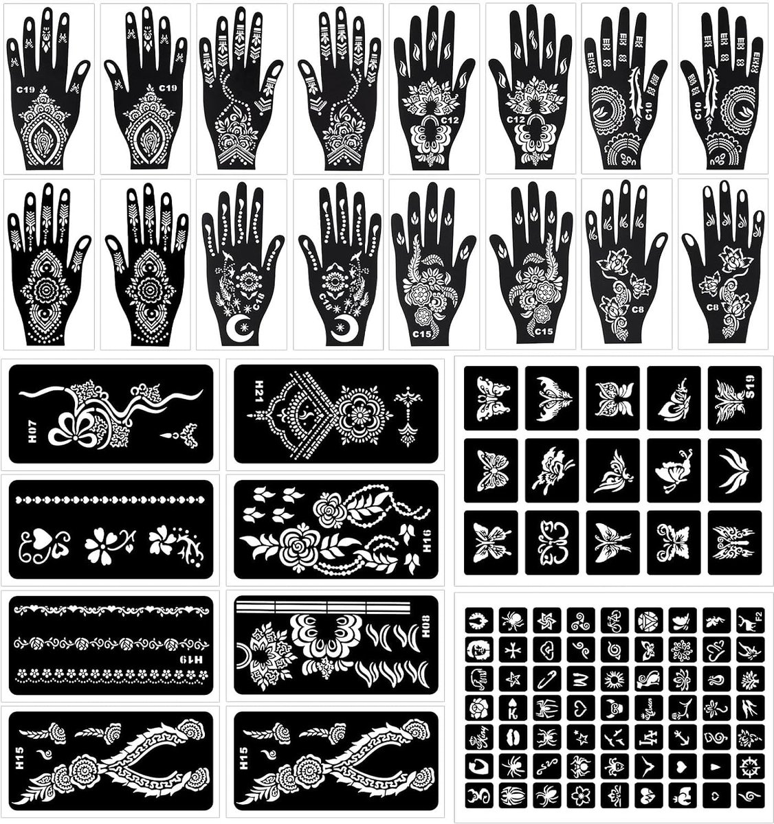 Tattoo-sjabloon voor volwassenen, 102 vellen tijdelijke tatoeagesjablonen, stencil tattoo-sjablonen voor schilderen, lichaamskunst