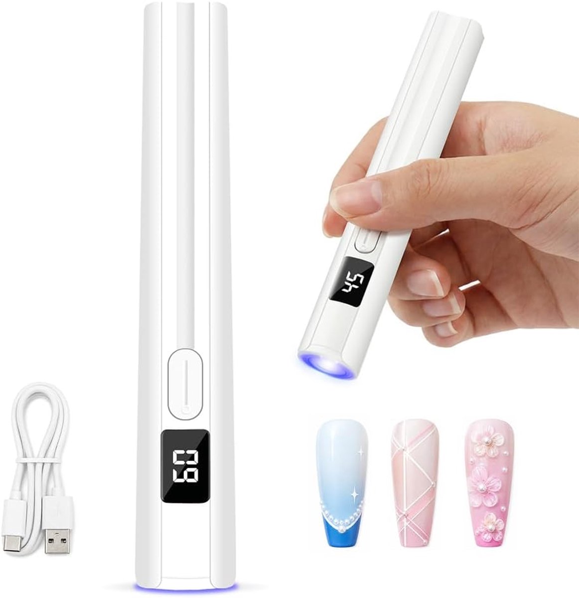 Mini-uv-lamp voor gelnagels, kleine uv-nagellamp, draagbare mini-uv-nagellamp met display, mini oplaadbaar, 2 timermodi, nageldroger voor gelnagellak