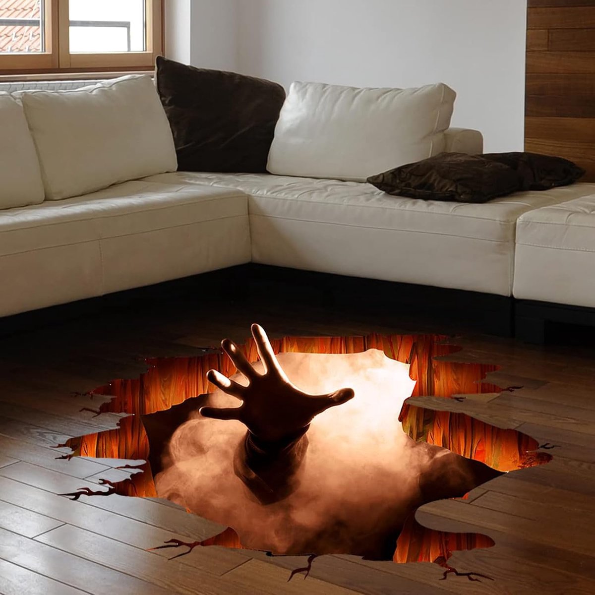 2 stuks 3D Halloween raamdecoratie, 3D-Halloween-vloerstickers, kleurrijke Halloween raamstickers, afneembare pvc Halloween raamafbeelding, voor vloerdecoratie, woonkamer, vloerstickers, pub