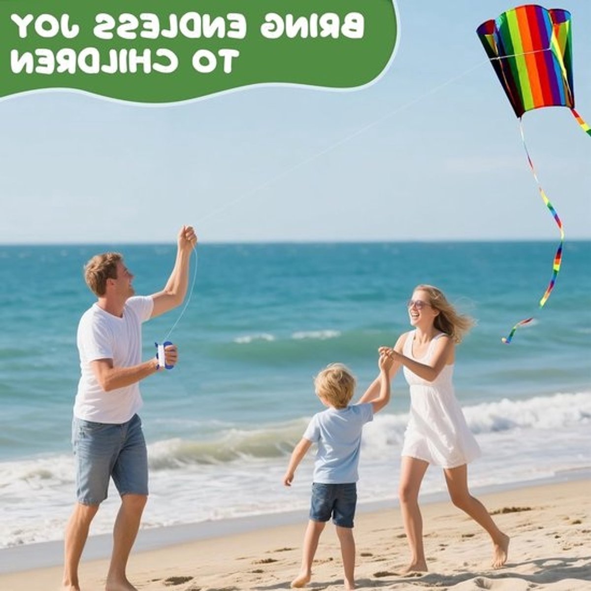 Set van 2 Kindervliegers, Regenboog Vlieger voor Jongens en Meisjes, Lange Staarten, Draagbare Vlieger voor Beginners, Eenvoudige Vlieger voor Strandspel en Buitenactiviteiten