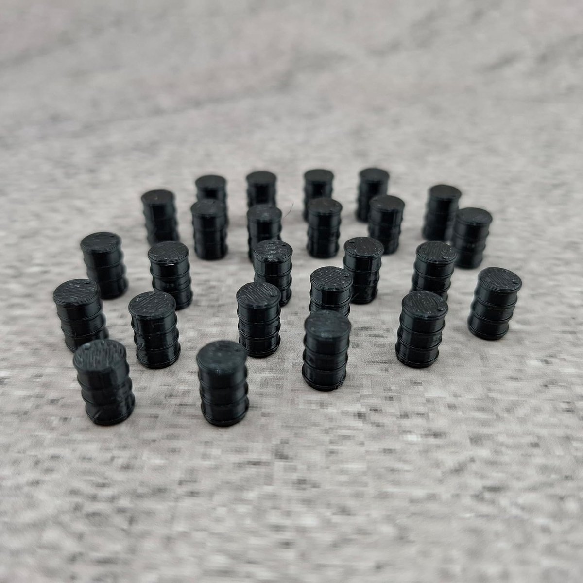 25 x 200 liter, zwart, compatibel met spoor H0 1:87, fabriek, spoorweg, lading, accessoires, zwart