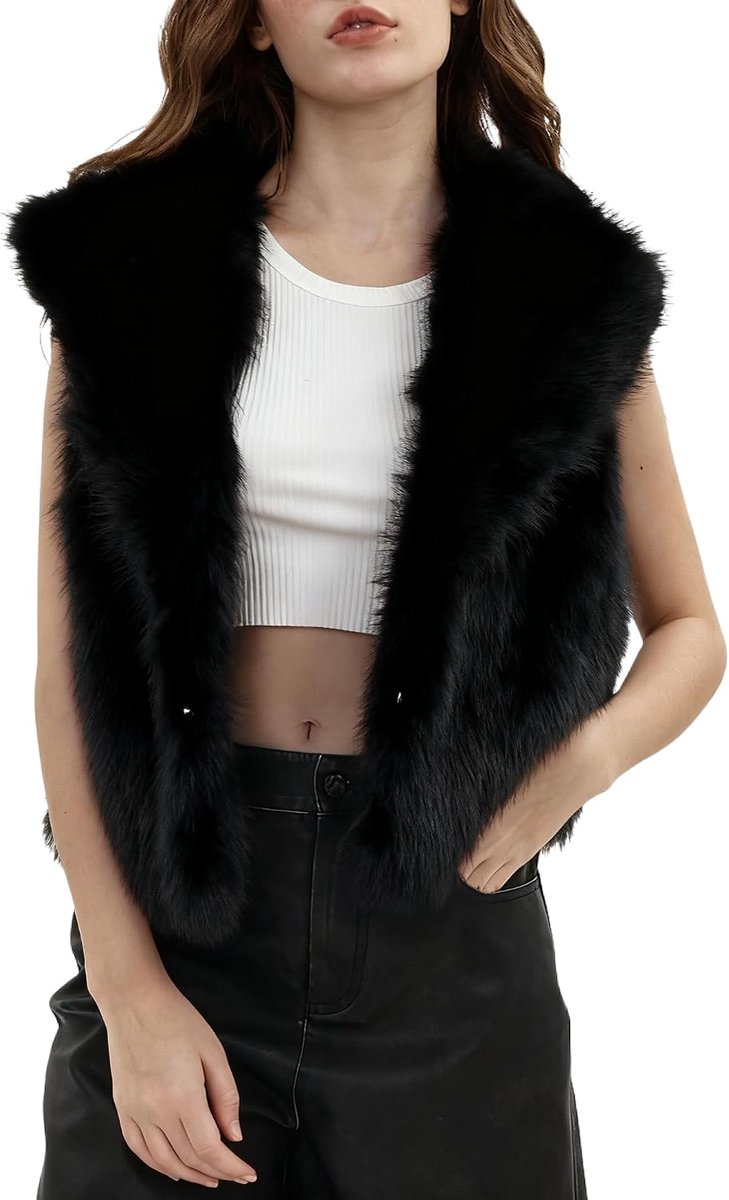 Bontvest voor dames, kunstbont, kort, pluche vest, herfst, winter, mouwloos, damesvesten, herfstjas, kunstbont, wintervest, bontvest, warm, met zakken