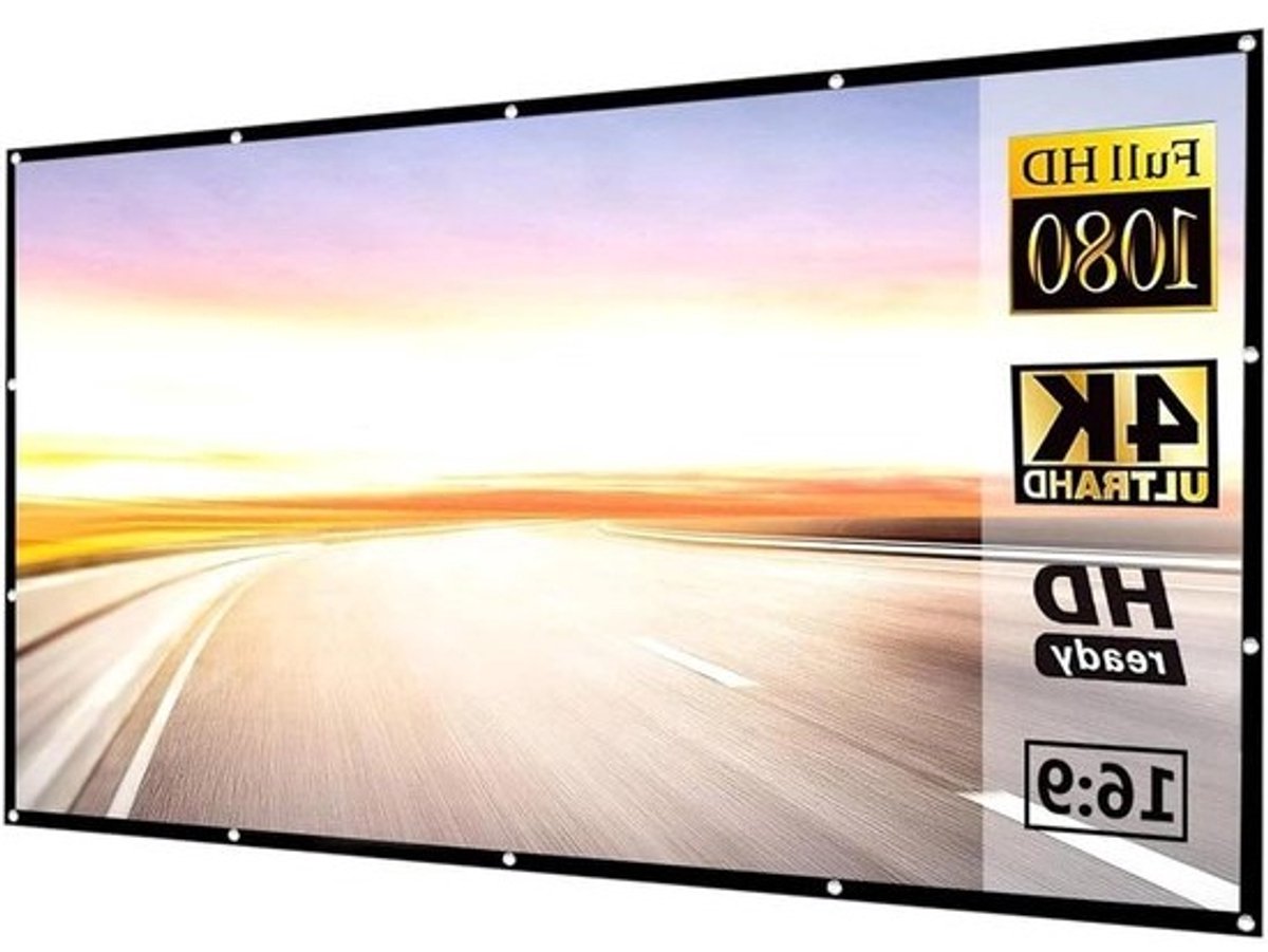 Projectiescherm Gordijn - Opvouwbaar Scherm - Thuisbioscoop Creëren - Kreukvrij Materiaal - 150 inch - Mat Wit