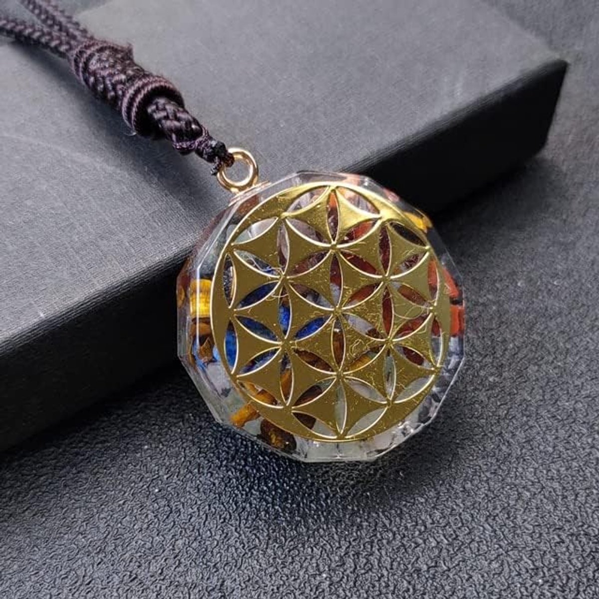 Metatron Kubus Om Ketting, Chakra Kristalsteen Voor Genezende Yoga -Bemiddeling, EMF -Bescherming