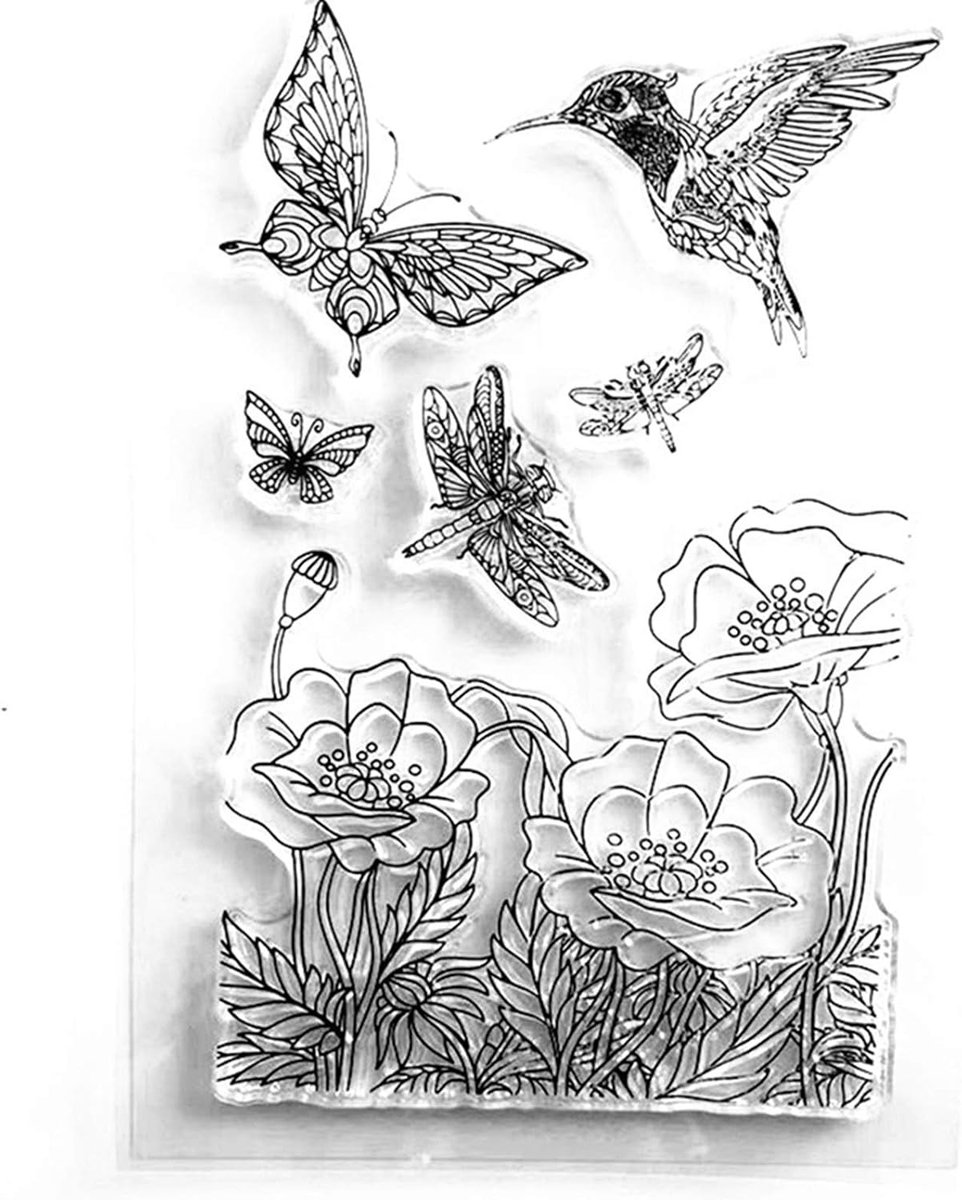 Lotus Bloemen Bladeren Libelle Vlinder Kolibrie Clear Stempels voor Kaarten Maken Decoratie Clear Stempels en DIY Scrapbooking Crafting