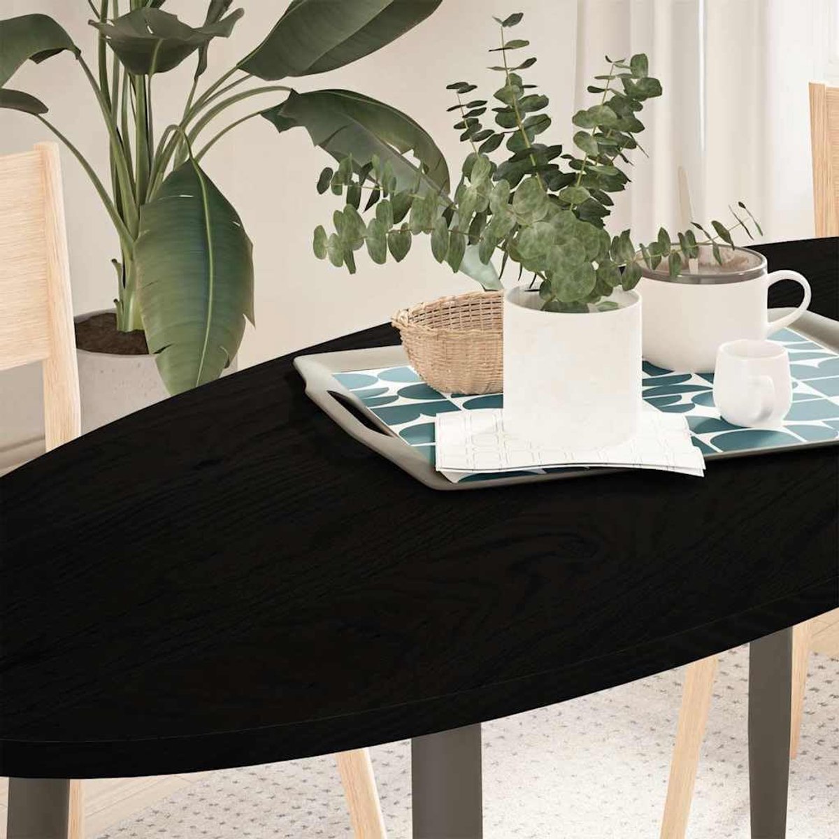 Vervangingsplaat voor tafel, eettafel, houten tafelblad, vervangend tafelblad, geschikt voor café, eetkamer, hotel, restaurant, donkerbruin, 140 x 60 x 2 cm, massief hout, eiken