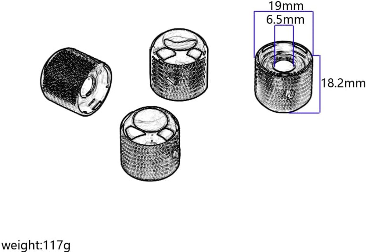 4 stuks professionele metalen gitaar toon volume knop potentiometer hoed kap grote gitaar onderdelen drukknop met gat gitaaraccessoires zwart