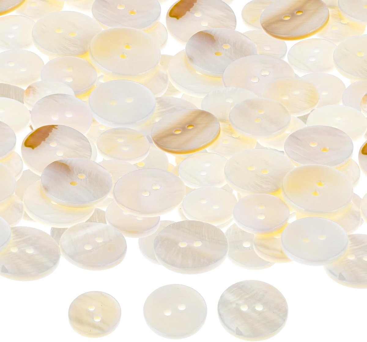 Knopen natuurlijke schelpknopen 20 & 18 & 15 mm natuurlijke glinsterende parelmoerknopen naai-accessoires witte knopen parelmoerknopen voor naaien overhemdknopen voor naaien breien