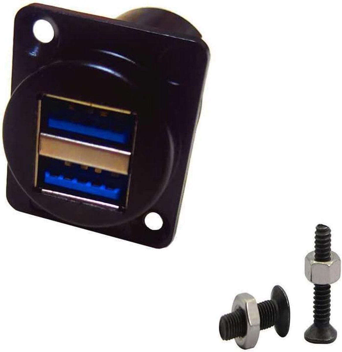 3.0 D Panel Mount Socket Dual 2x Usb-poort Soldeerloze Serie D-Type Connector Vrouwelijke naar Vrouwelijke Koppeling Pass Through Adapter met Schroeven
