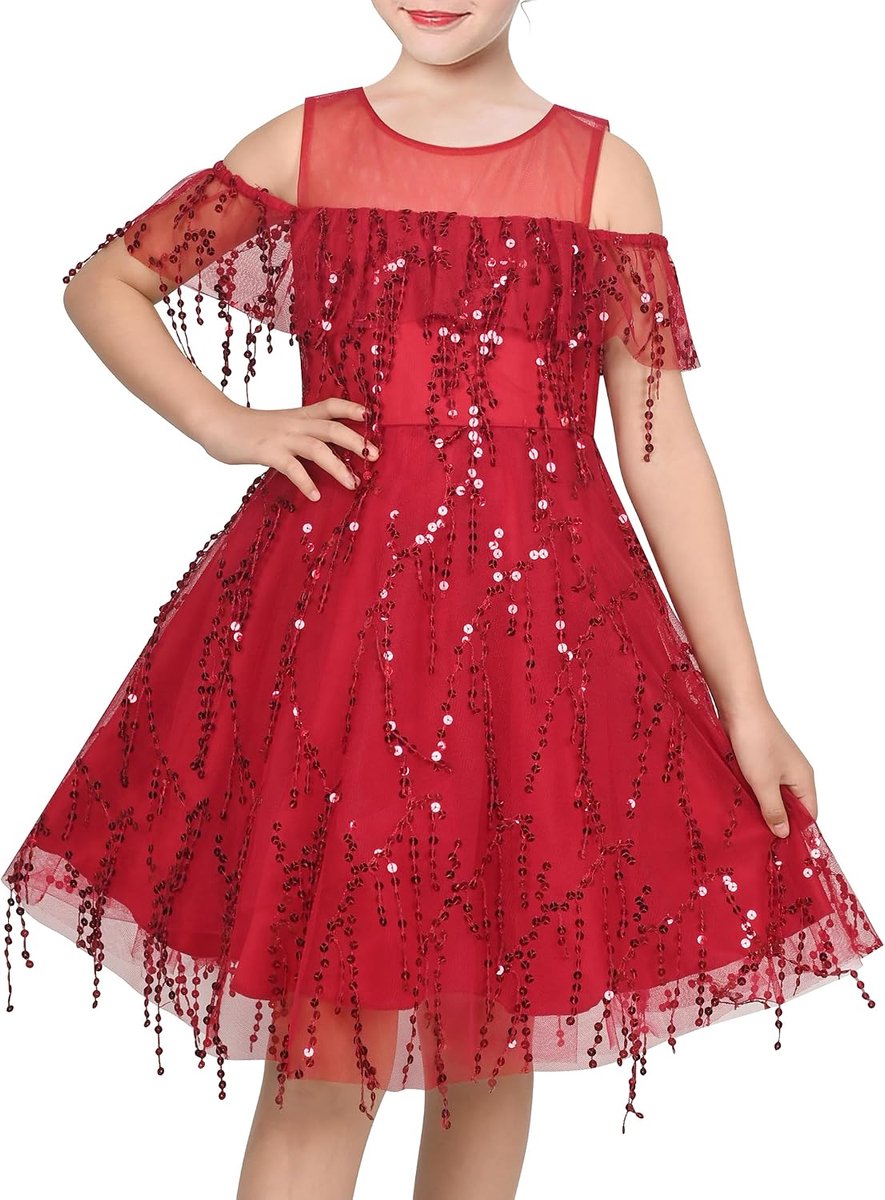 Jurk Purper Off Shoulder Hallo laag Rok Bruidsmeisje 7-14 jaar