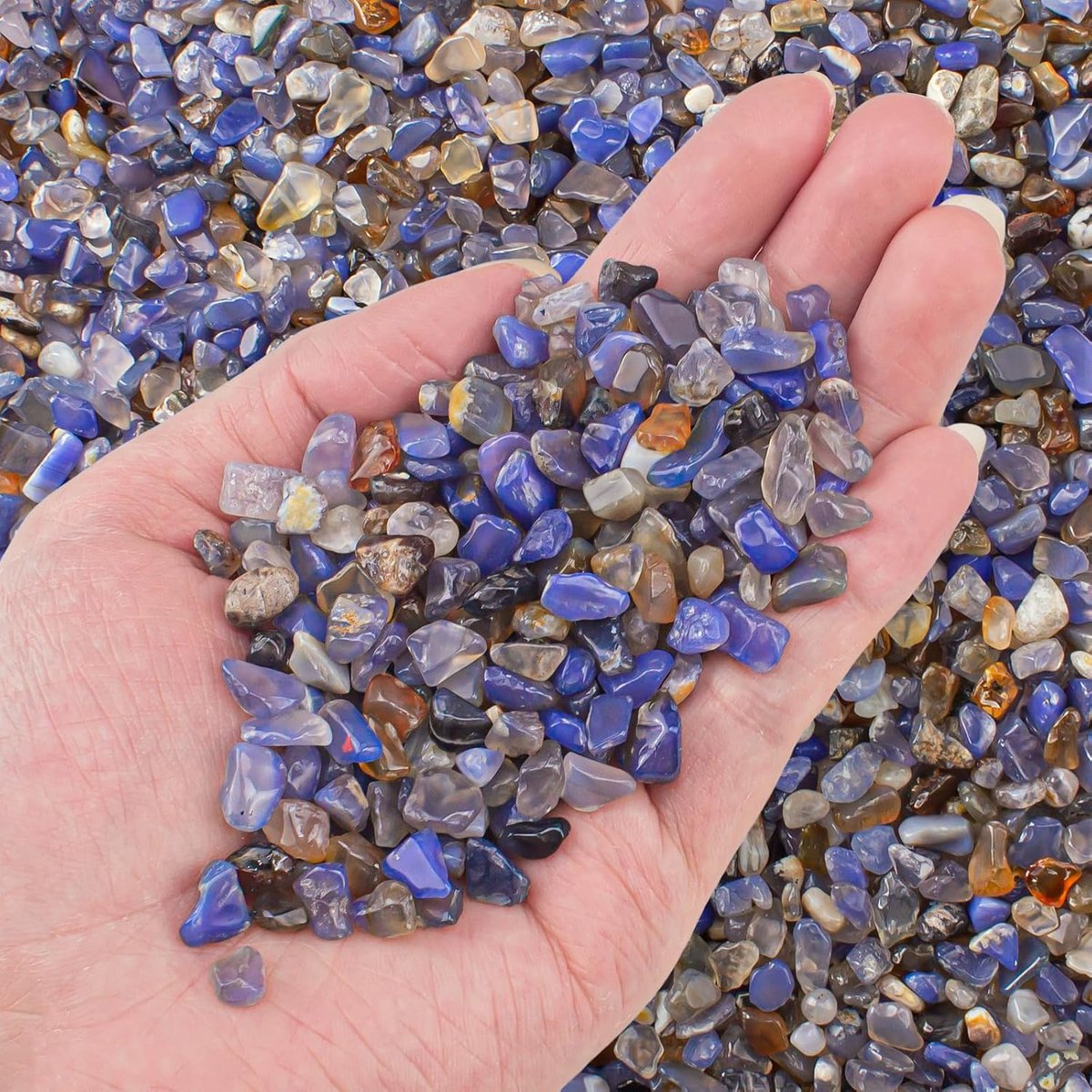 900 g blauwe agaat gepolijst getrommelde stenen chips, Aquarium grind rotsen natuurlijke decoratieve kiezelstenen ks voor aquarium, vaasvullers, vetplanten decor