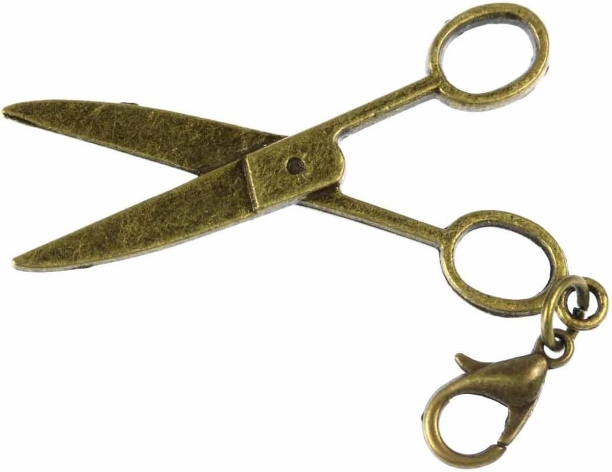 Schaar Charm kapper kleermaker naaien naaister brons - handgemaakte modesieraden I kettinghanger bronskleurig - bedelhanger bedelarmband - hanger voor armband