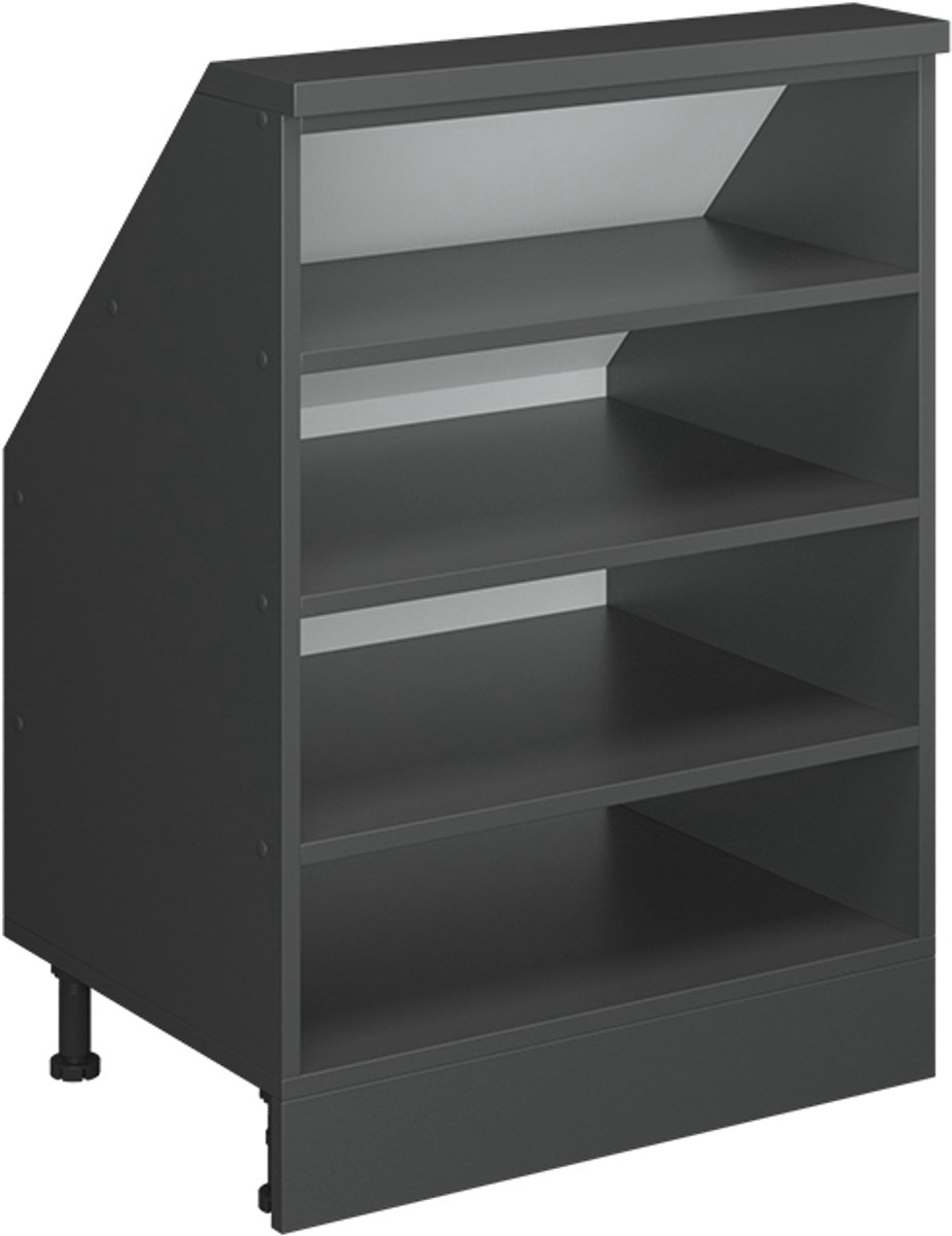 Vicco Keukenkast voor schuine wand R-Line, Antraciet/Antraciet, 40 cm met 4 compartimenten zonder werkblad