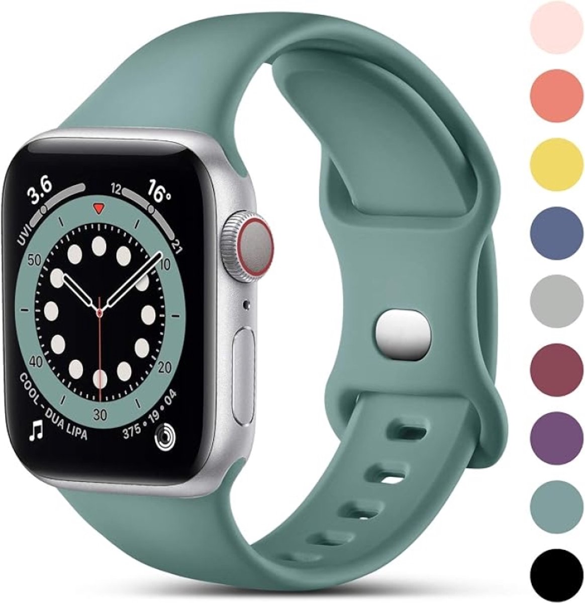 Siliconen Smartwatch Band voor Apple Watch 38/40/41mm - S/M - Dennengroen - Zachte Sportband met Gekleurde Pin-and-Tuck Sluiting