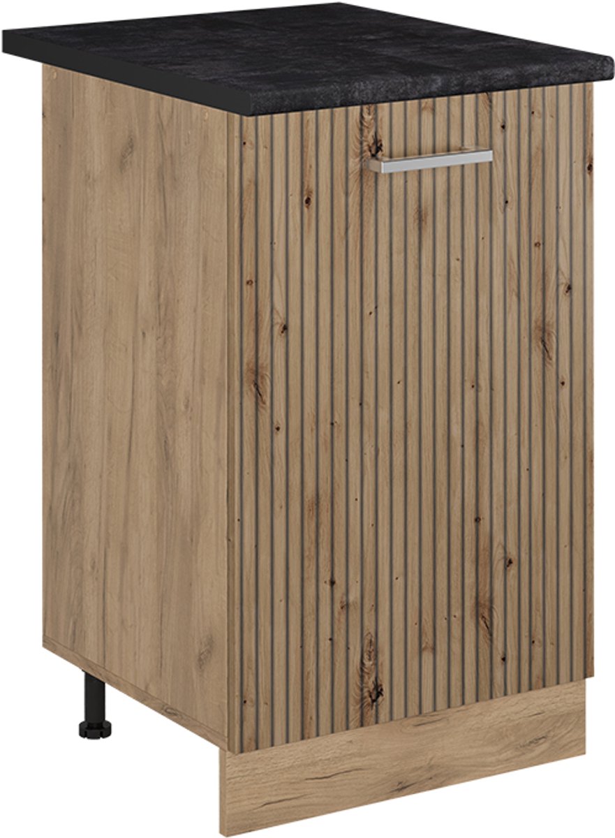 Vicco Keukenonderkast R-Line, Artisanaal eiken/Goudkleurig Eiken, 50 cm antraciet werkblad