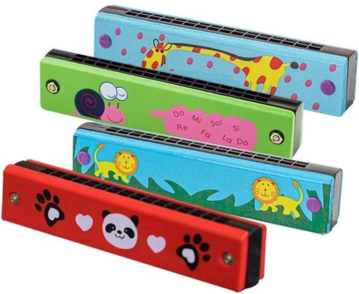 Diatonische Mondharmonica Set - Muziek Instrument - Muziek Leren - Niet-giftige Houten Behuizing - 4 stuks - Multicolor