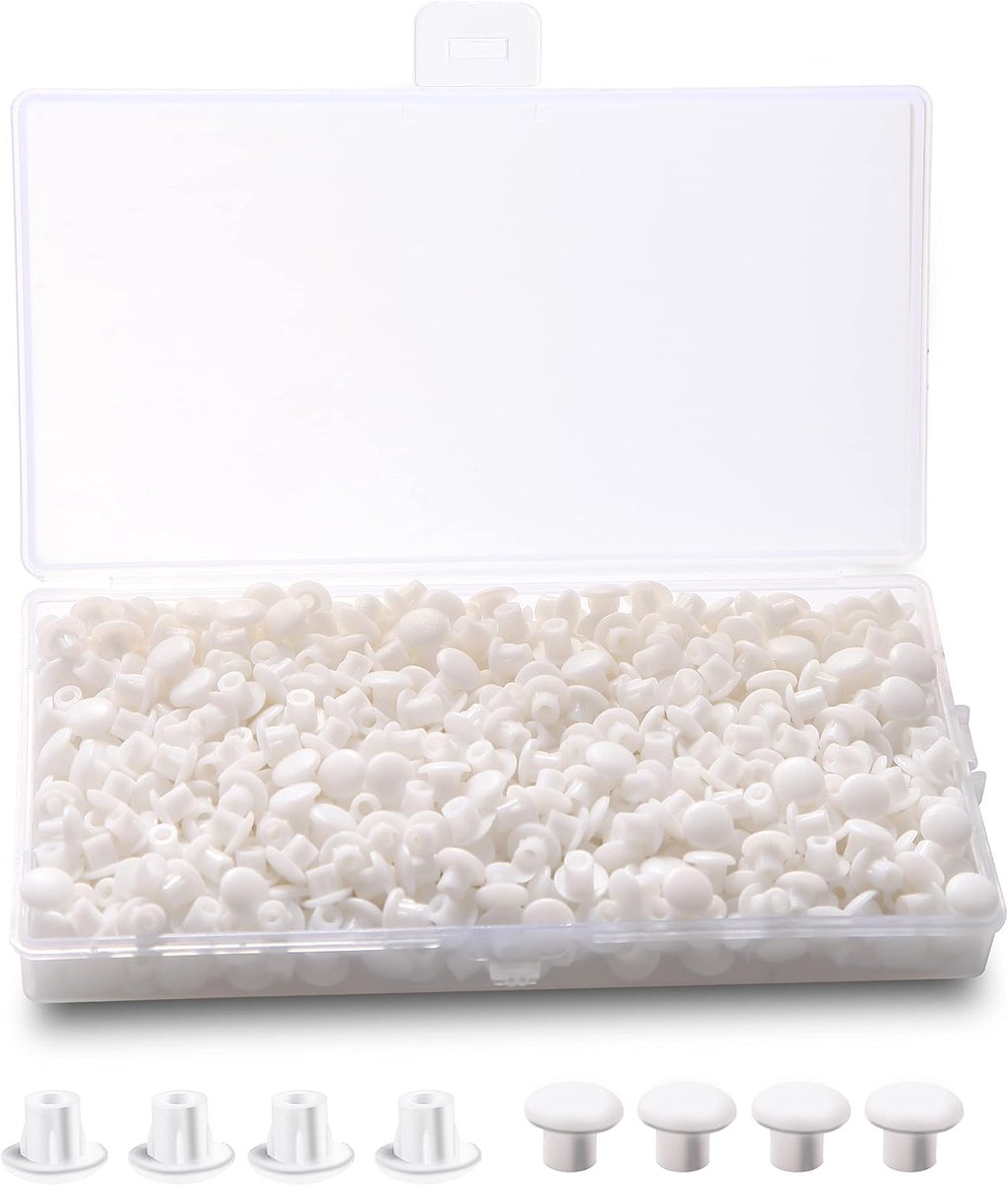 Allecto - Boorgat Cover Caps - Plastic Gat Plugs - 600 stuks - Wit - Blanking Meubels - Geschikt voor Keukenkast en Boekenkast