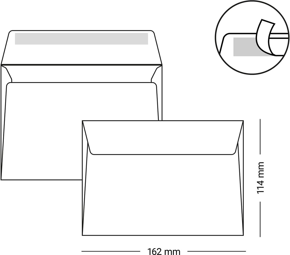 50 transparante enveloppen C6 1A-kwaliteit 114 x 162 mm 11,4 x 16,2 cm met plakstrips