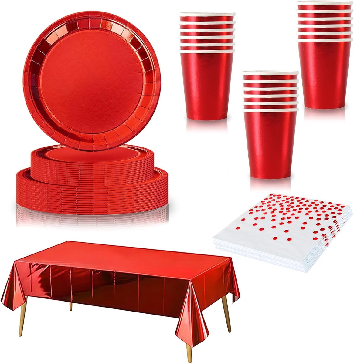 65 stuks tafeldecoraties voor haar meisjes hem jongens, verjaardagsservies, feestdecoraties met borden en servetten, papieren bekers, tafelkleed (bronzing-rood)