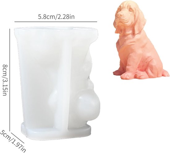2 stuks 3D hond siliconen vormen gietvormen hond kaarsen vormen siliconen 3D siliconen vorm kaarsvormen schattige hond siliconen vorm voor taartdecoratie, chocolade, zeep, sojawas kaarsen — afbeelding 2