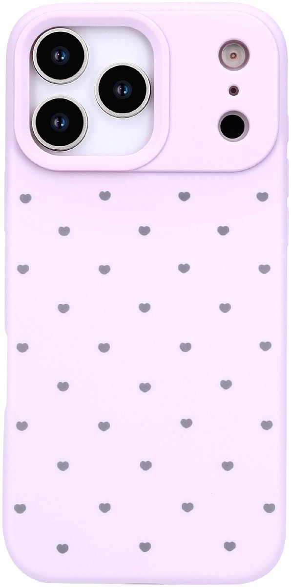 Hoesje Geschikt voor Apple iPhone 18 Pro Max - Paars - Casemania Stevige Siliconen Back Cover met Hartjes Print