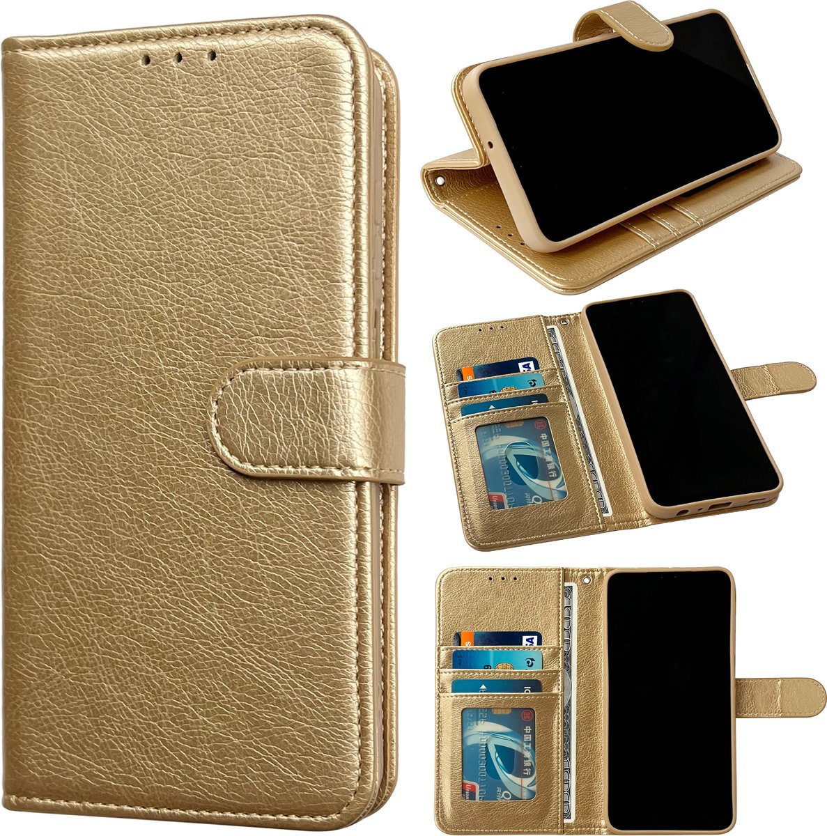 Casemania Hoesje Geschikt voor Apple iPhone 18 Pro - Goud - Luxe Portemonnee Book Case met Pasjeshouder - Wallet Case Telefoonhoesje