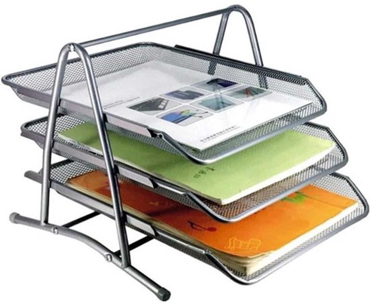 Bureau Organizer - Bestandsrek - Bureau Opbergen - Drie Laags - 30x28x27cm - Zwart