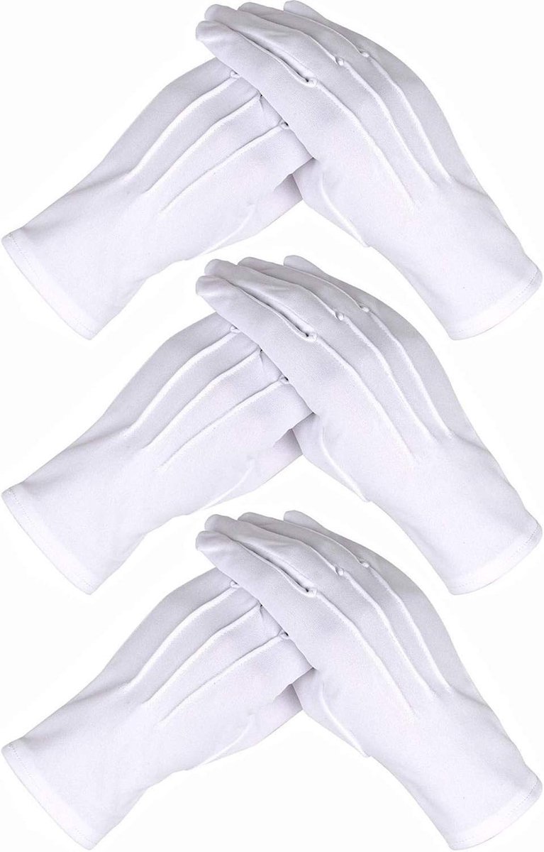 Dailygoods- Handschoenen Katoen 3 Paar - Beschermende Handschoenen - Cosmetische Vochthandschoenen - Ademend en Comfortabel - Geschikt voor Ceremonies