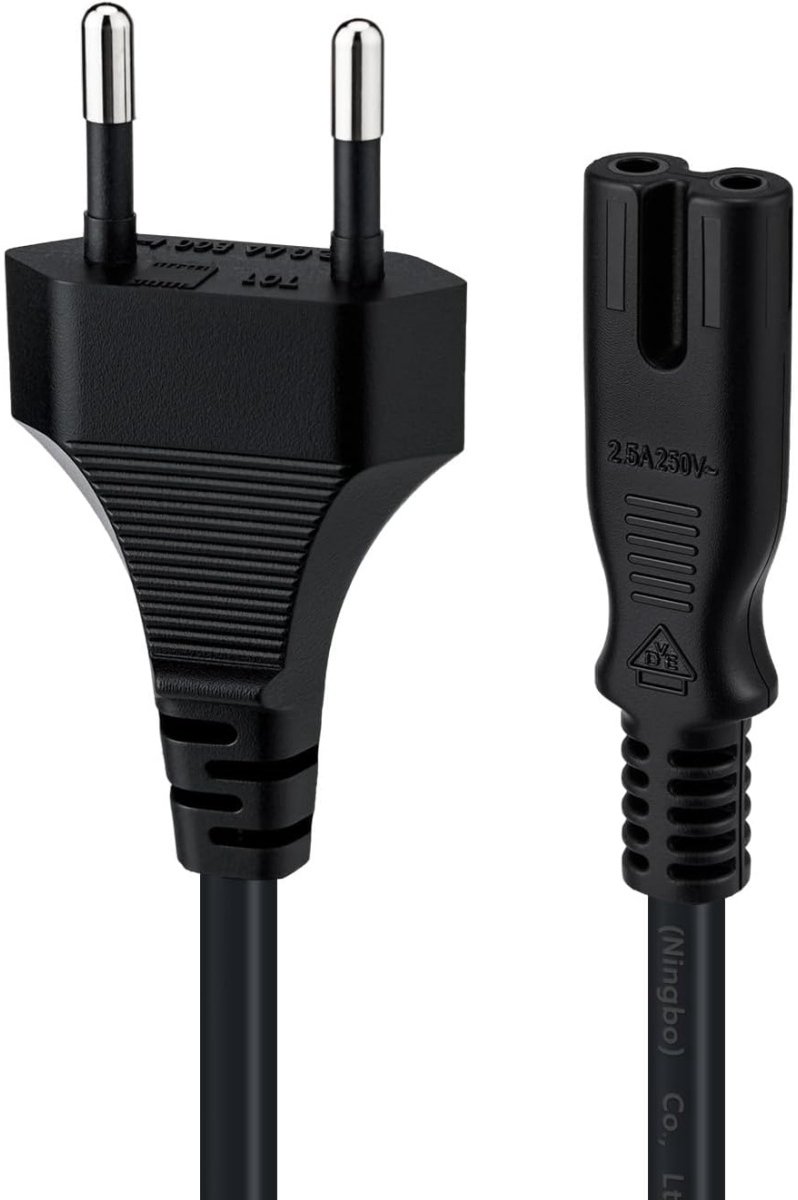 Euro-netsnoer - 3 meter stroomkabel - Eurostekker naar C7-aansluiting - 2-aderig - 0,75 mm² - Koperen geleiders - PVC-mantel - Voor compatibele elektronische apparaten - 1 stuk