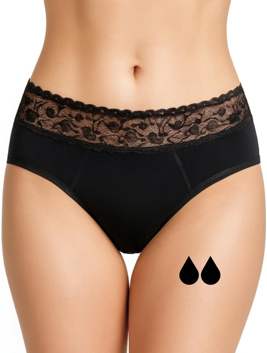 Menstruatie-ondergoed, vergelijkbaar met 2-3 tampons; uitwasbaar; katoen; ecologisch; menstruatieondergoed voor ongestelde vrouwen, slips, absorberend; voor meisjes en dames; XXS-3XL