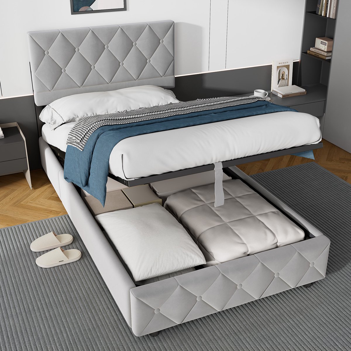 MEUNIQ Bed voor de slaapkamer Grijs