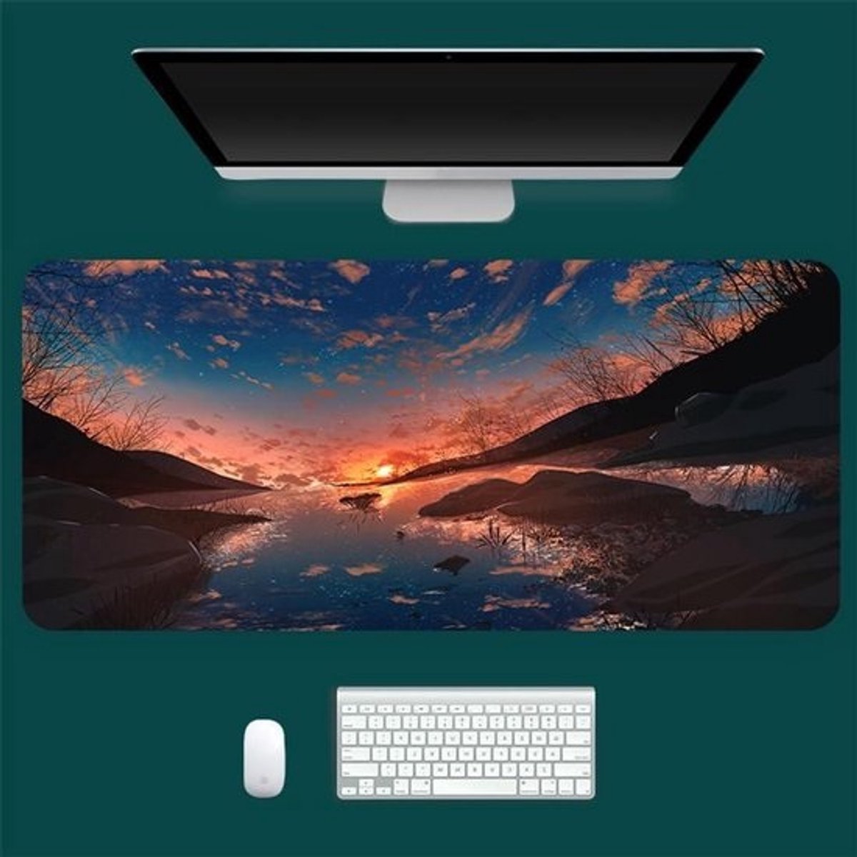 Grote Muismat - Desk Pad Bureaumat - Productief Werken - Antislip Basis - 900x400mm - Zonsondergang