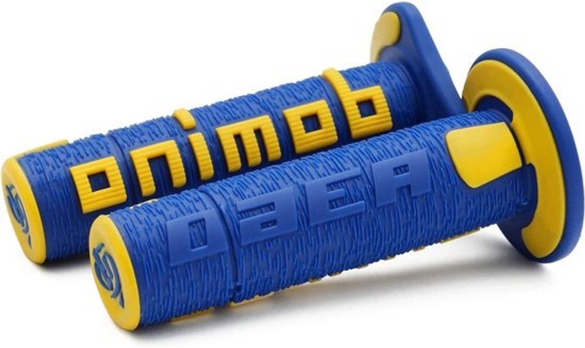 Fiets handgrepen - Stuurgrepen paar - Comfortabel fietsen - Lamellen oppervlak - One size - Blauw Geel