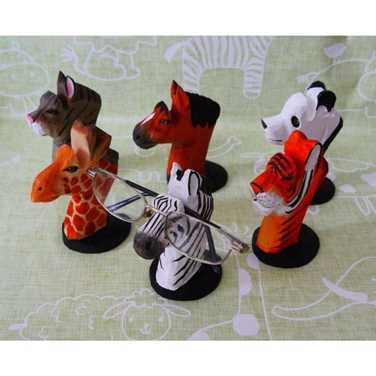 Houten Bril Houder - Dieren Beeldje - Bril Opbergen - Handgesneden Decoratie - 11x6x13 cm - Paard