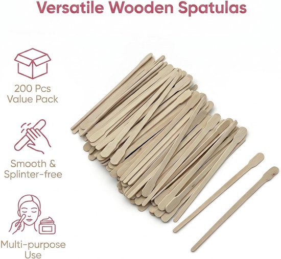 Spatels voor waxen, houten stokjes en mondspatel, waxspatel en waxstick, houten ijsstokjes, cosmetische sticks voor ontharing, crèmes en knutselen — afbeelding 4