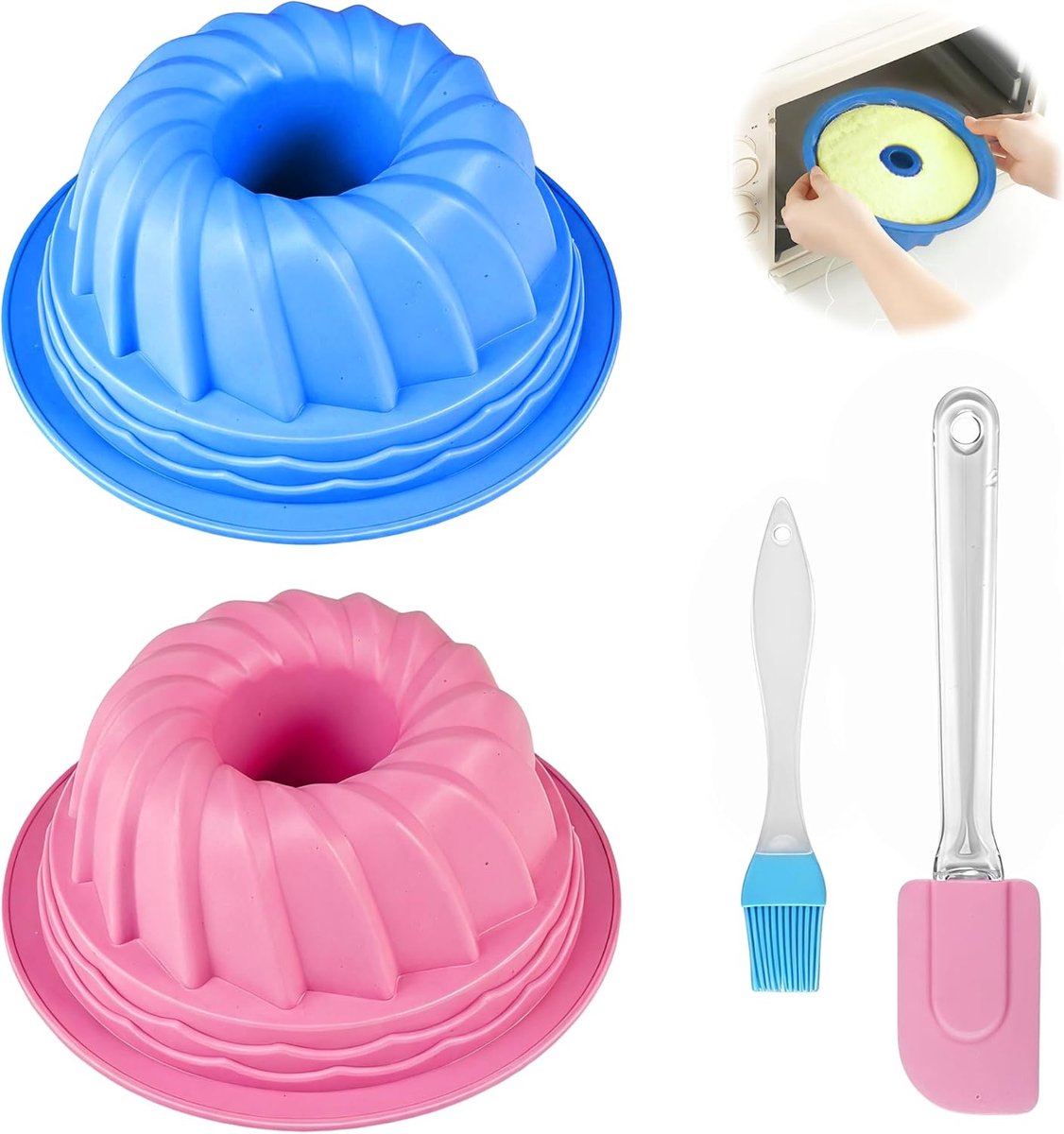 2 Stuks Gugelhupfvorm Silicone, Hoogwaardige Siliconen Taartvorm Ø 15 cm | Siliconen Taartvorm, Cakevorm, Herbruikbare Muffinvormpjes Cupcake voor Het Bakken van Taarten, Gelei, Chocola en Meer