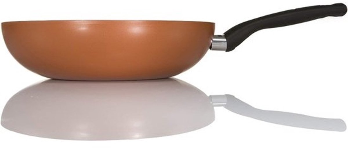 Wokpan Aluminium - Roerbakpan - Snel Koken - Krasbestendige Antiaanbaklaag - 28 cm - Bruin