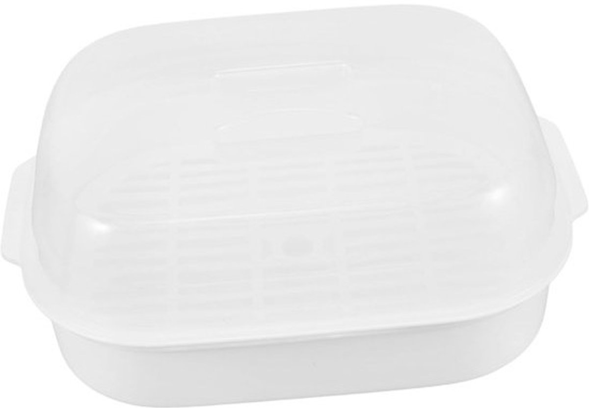Magnetron Stoom Bakje - Grote Stomer - Snel Koken - Gezond Koken - 26 x 18 x 10 cm - Transparant