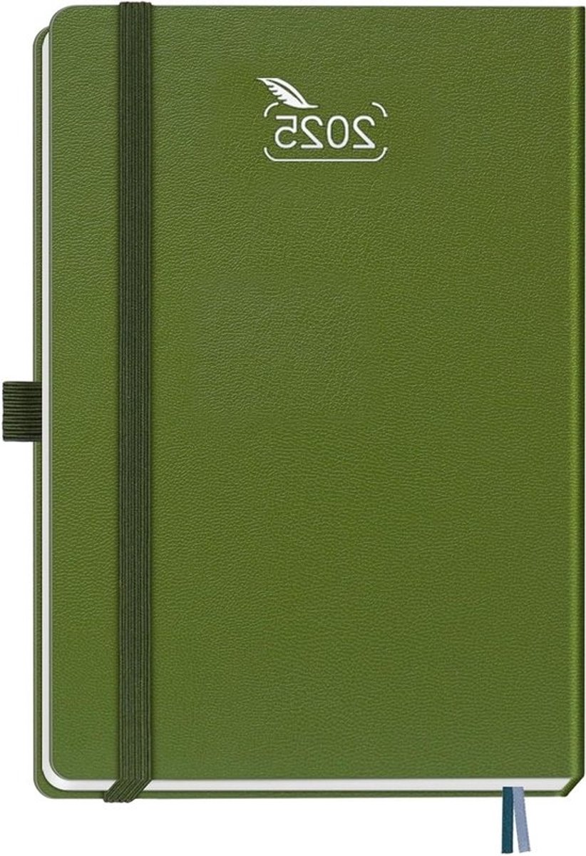 Agenda 2025 met harde kaft, wekelijkse notitieplanner en pocketagenda - A5 formaat, 120gsm papier, stippenpagina's - Olijfgroen, ideaal voor organisatie en planning