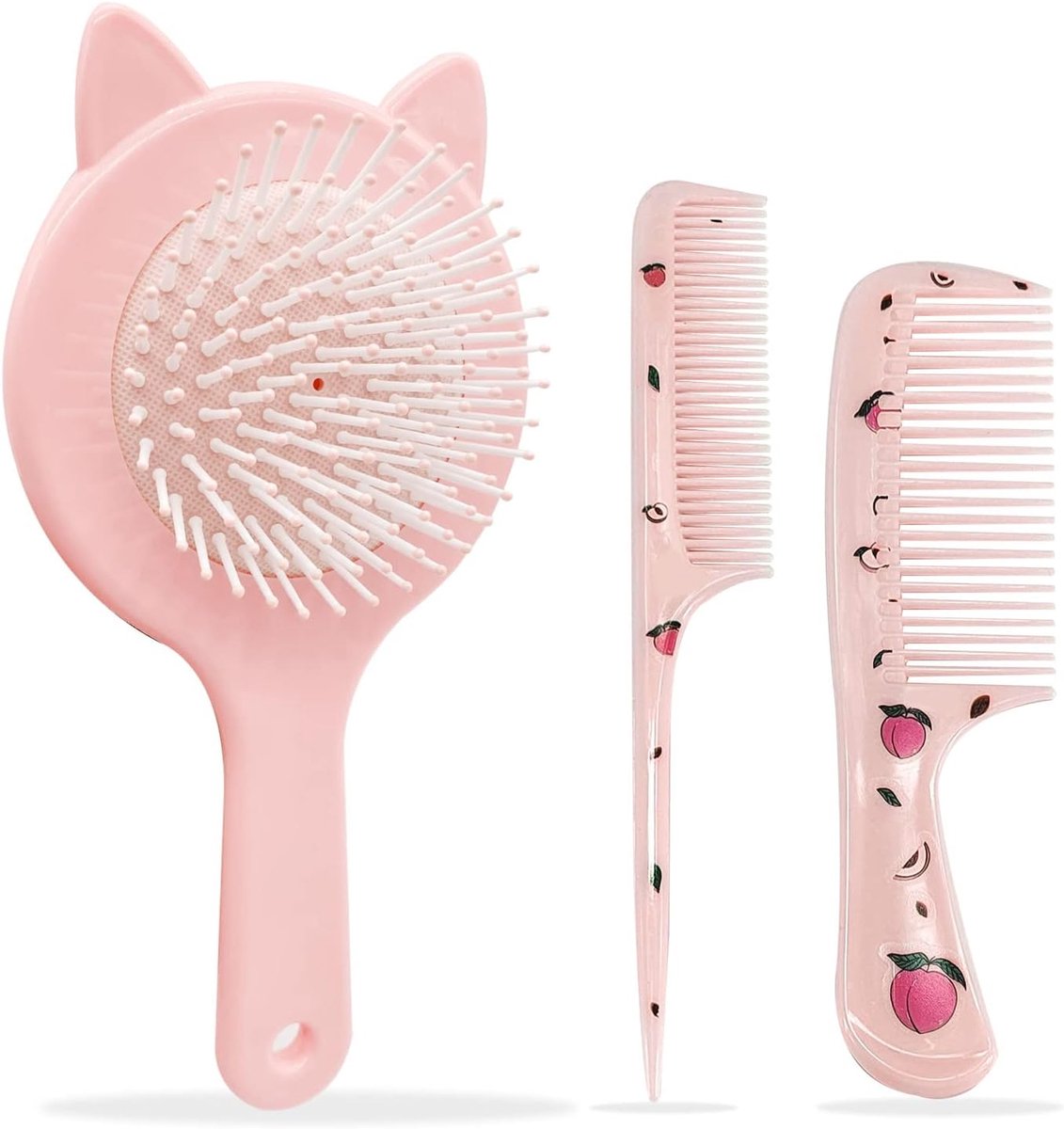 Dailygoods- Haarborstel Kinderen - Antiklit - Roze Massageborstel - 3-delig - Voor Nat/Droog Haar - Ontwikkeling en Glans - Kinderenborstel