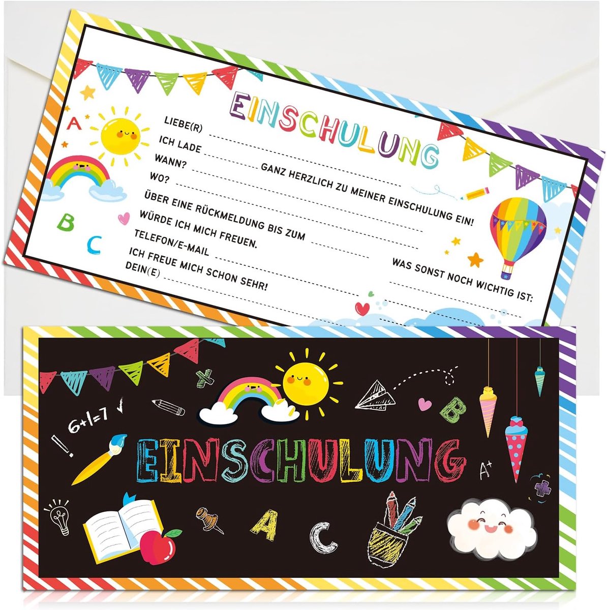 Dailygoods- Uitnodigingskaarten 24 stuks - Uitnodiging Kinderfeestje - Enveloppen - Eerste Schooldag - Voor Jongens/Meisjes - Onvergetelijke Momenten