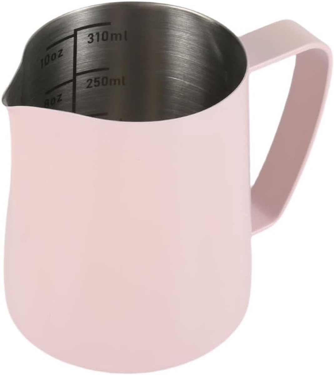 Melk Schuimkruik, 350ml roestvrijstalen espresso stoom kruik, melk opschuimer cup voor koffie cappuccino met maatlat, roze