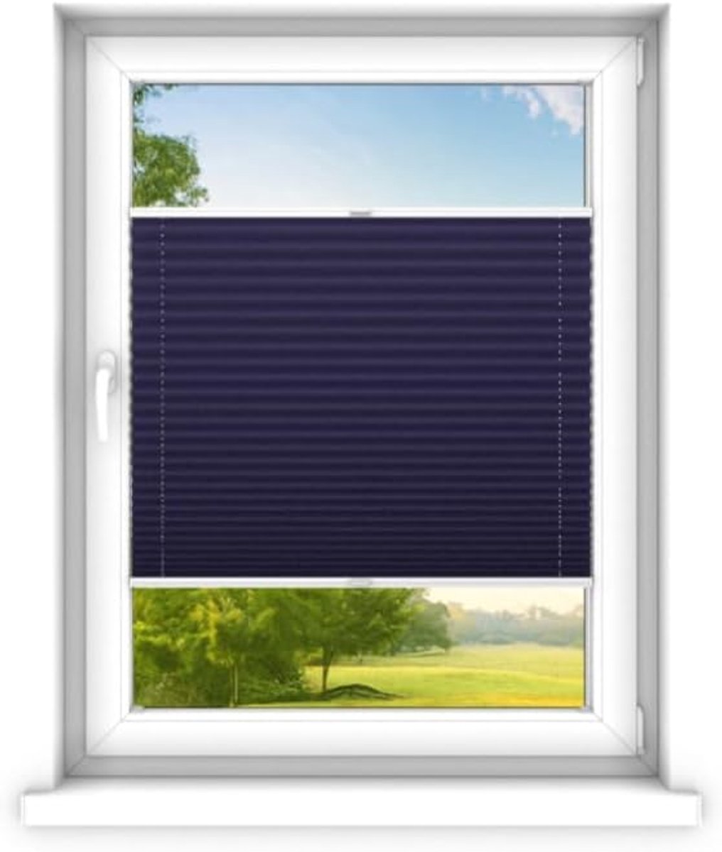 Zonder boren op maat gemaakt - Vouwgordijn - Plisségordijn privacy en zonwering - Eenvoudige installatie - Kant-en-klaar plisségordijn - 120x150 cm - Saffier