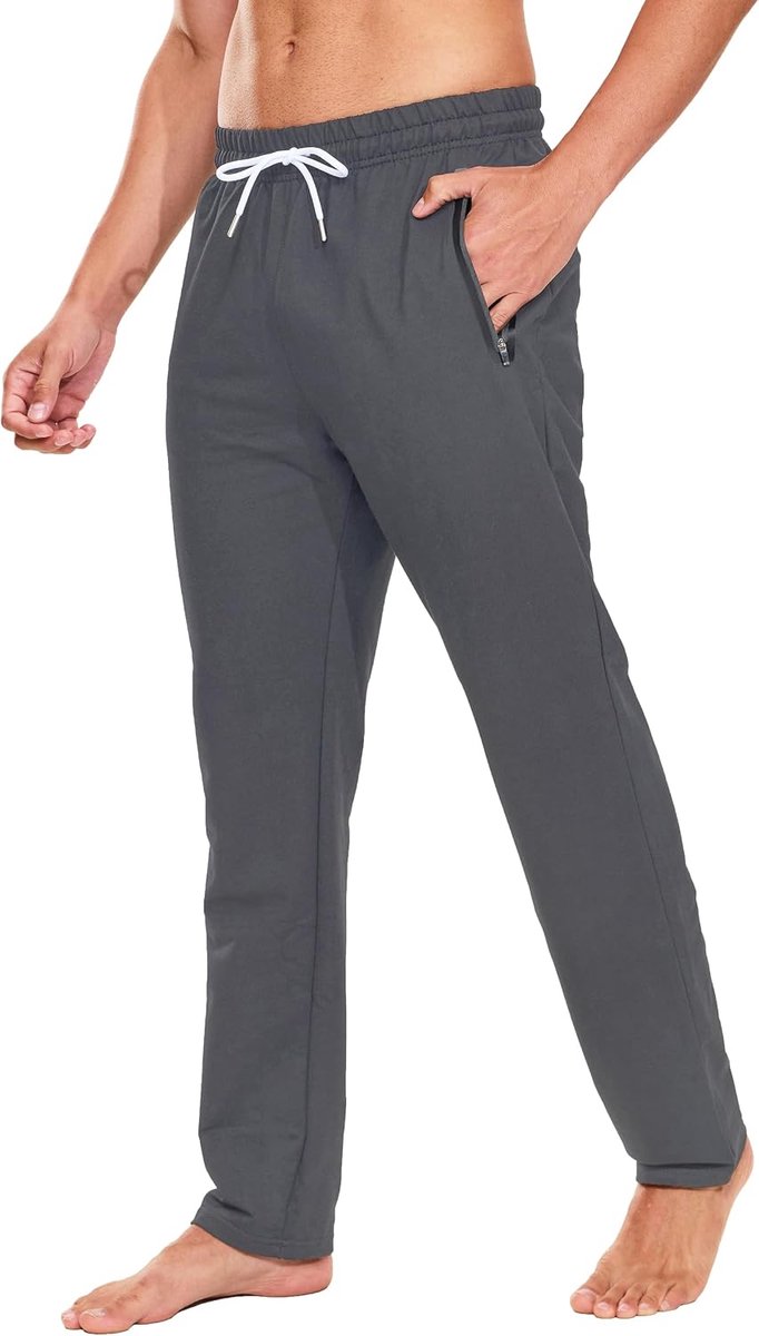 Lange Joggingbroek Heren Katoen met Ritszakken en Elastische Tailleband