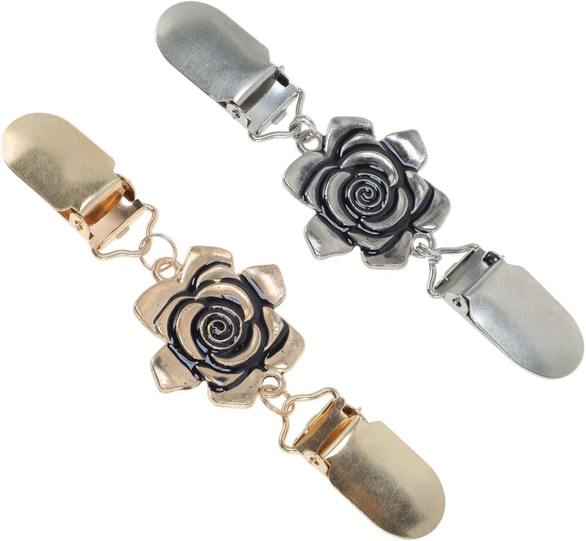 Elegant, praktisch, trui-clip, kraagbroche, kledingclip, houd je outfit op zijn plaats, zilverkleurig, goudkleurig, 2 stuks